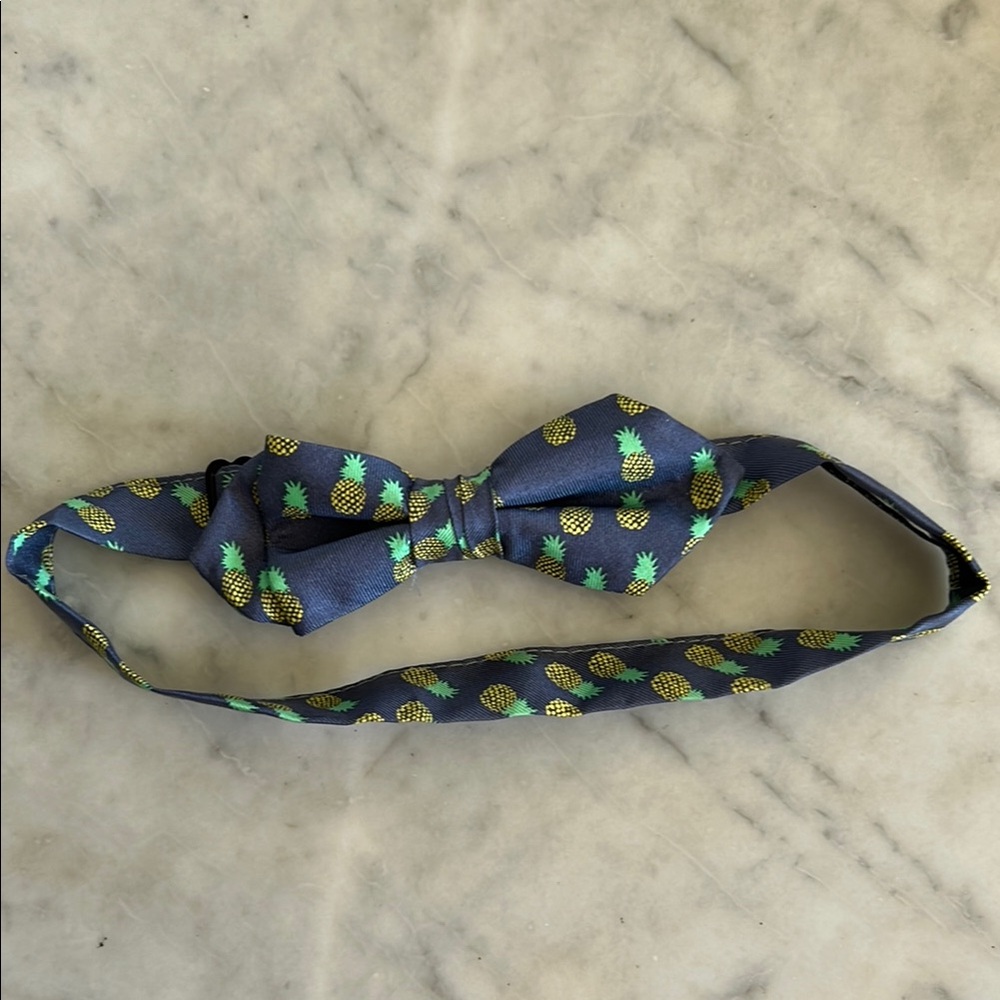 Crewcuts Silk Blue Bow Tie with Pineapple Design L/XL